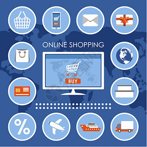 購(gòu)物電子商務(wù)等距海報(bào)線(xiàn)購(gòu)物與智能手機(jī)流程圖等距電子商務(wù)海報(bào)與客戶(hù)支持聊天服務(wù)矢量插圖